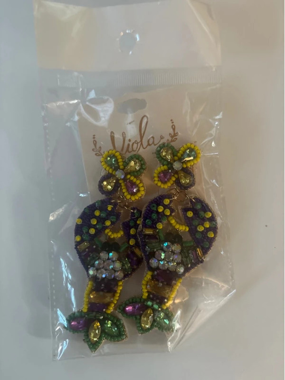 Mardi Gras crawfish bling  earrings